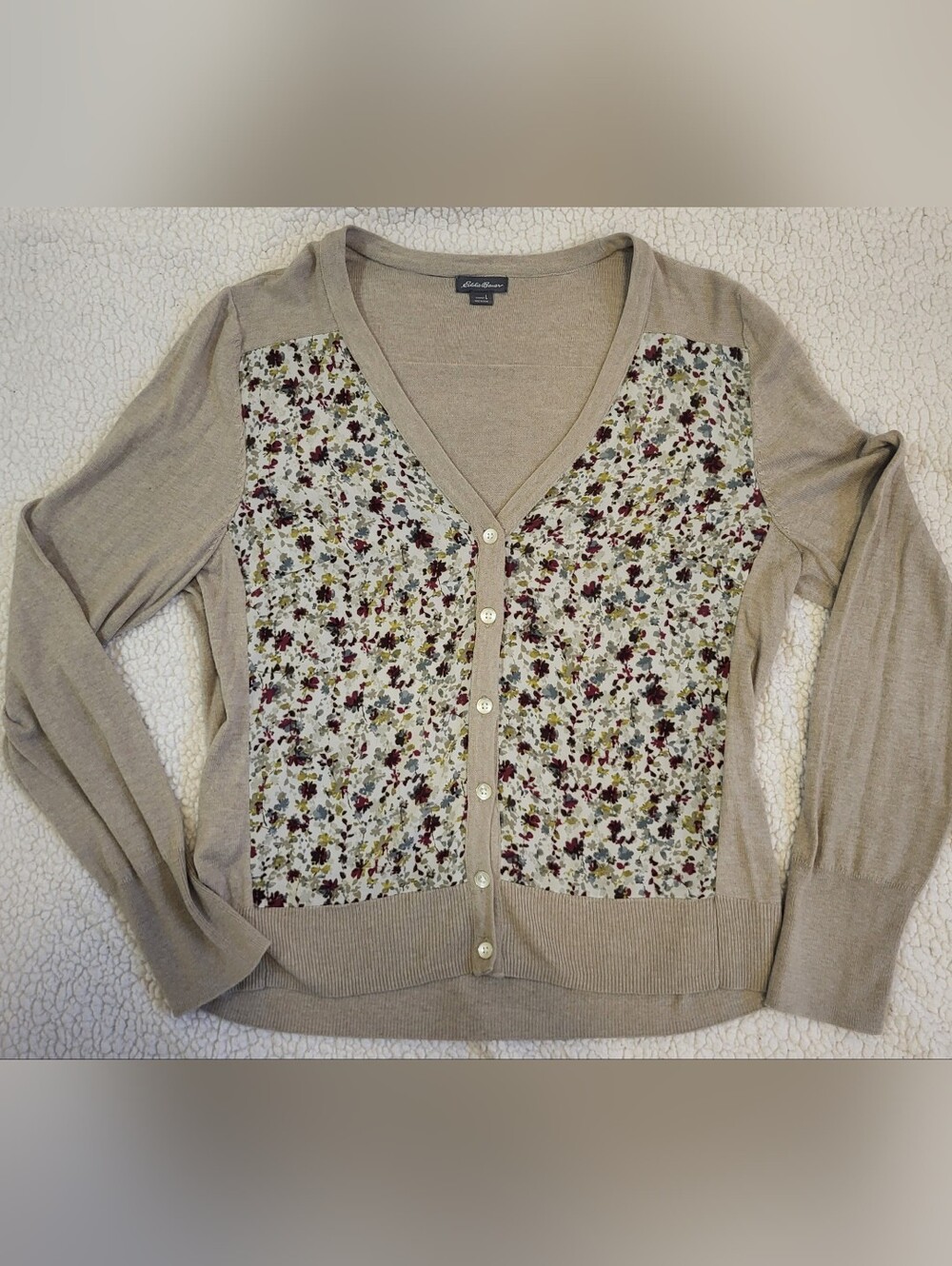 Womens Eddie Bauer Floral Cardigan Large